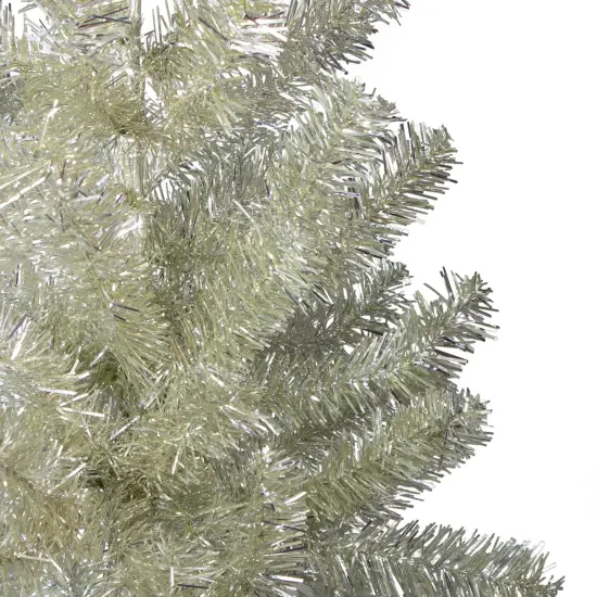 Northlight 3' Metallic Platinum Artificial Tinsel Christmas Tree - Unlit Silver {4}