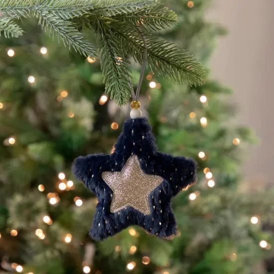 Northlight Plush Star Christmas Ornament - 5.5" - Blue and Gold {3}