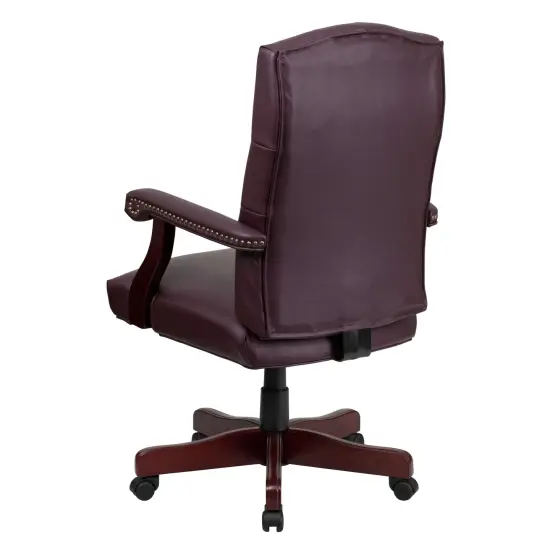 Merrick Lane Versailles High Back Tufted Home Office Chair With Height Adjustment And 360&deg; Swivel Burgundy LeatherSoft {4}