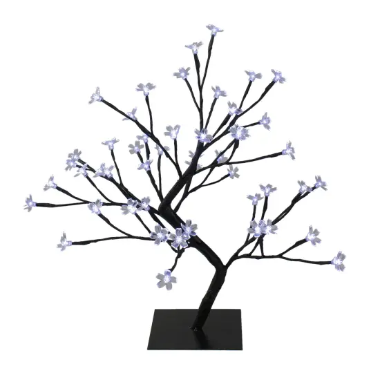 Northlight Pre-Lit Japanese Sakura Blossom Flower Artificial Tree - 18" - Pure White LED Lights Black {3}