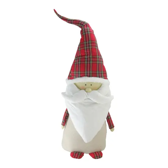 Northlight Santa Claus Gnome with Plaid Hat Christmas Figurine -26" White {1}