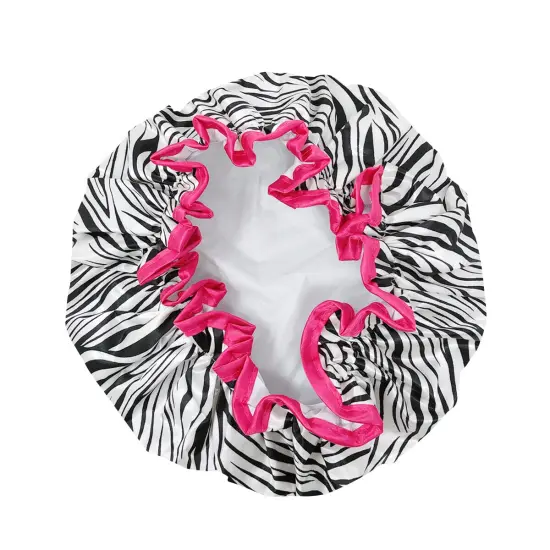 Wrapables Reusable Women's Waterproof Shower Caps for Long Hair Zebra {2}
