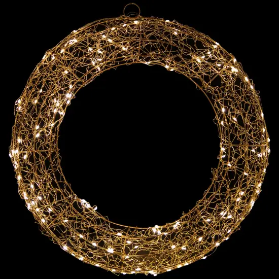 Northlight 18" LED Lighted Gold Wire Wreath Outdoor Christmas Decoration {4}