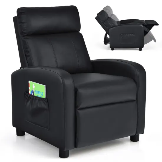 Ergonomic PU Leather Kids Recliner Lounge Sofa for 3-12 Age Group Black {3}