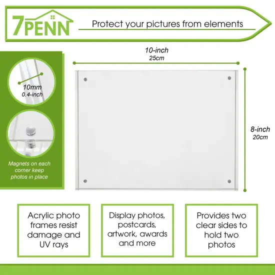 7Penn Acrylic Picture Frames Double Sided Set 8x10in Magnet Clear Picture Frames {2}