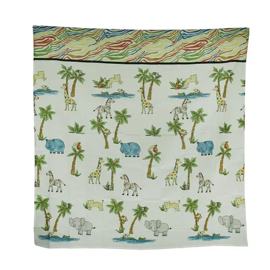 Blue Safari Hippo Rainbow Zebra Striped Fabric Shower Curtain 70 X 72 Inch {1}