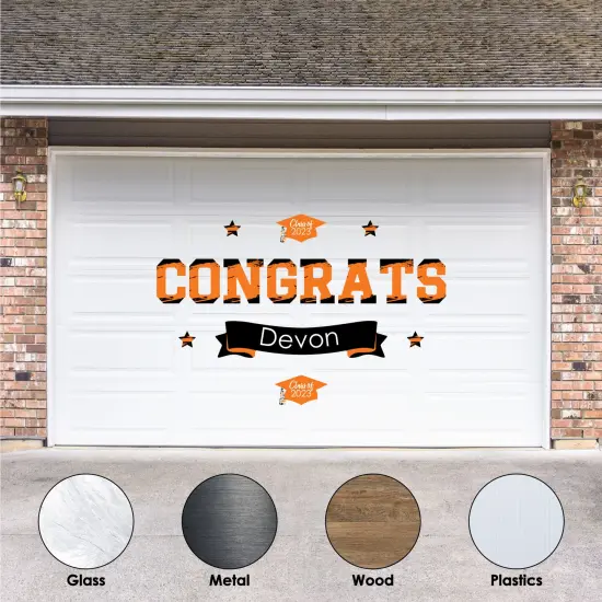 Big Dot of Happiness Orange Graduation Party Photo Backdrop - Wall Decals {3}