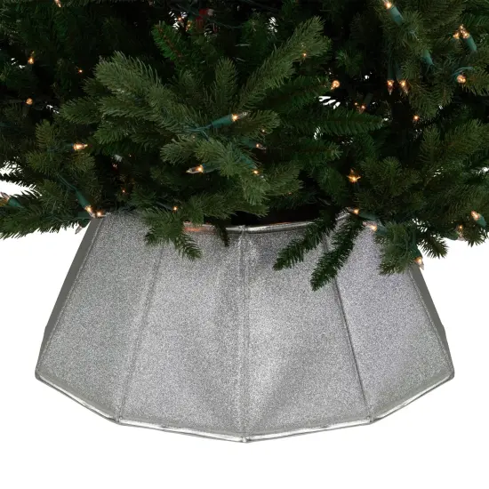Northlight 27" Shiny Silver Fabric Hexagonal Christmas Tree Collar {6}