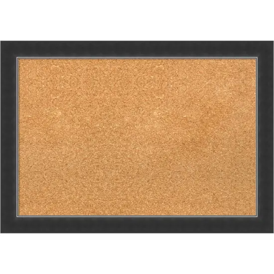 Corvino Black Narrow Wood Framed Corkboard, Natural Cork {1}