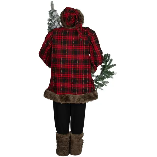 Northlight 60" Santa Claus with Flocked Alpine Tree and Wreath Commercial Christmas Figure Red {6}
