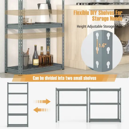 Costway 1/2/3/4 PCS 5-Tier Heavy Duty Storage Shelf Storage Utility Rack Shelf with Anti-tipping Device Grey {5}
