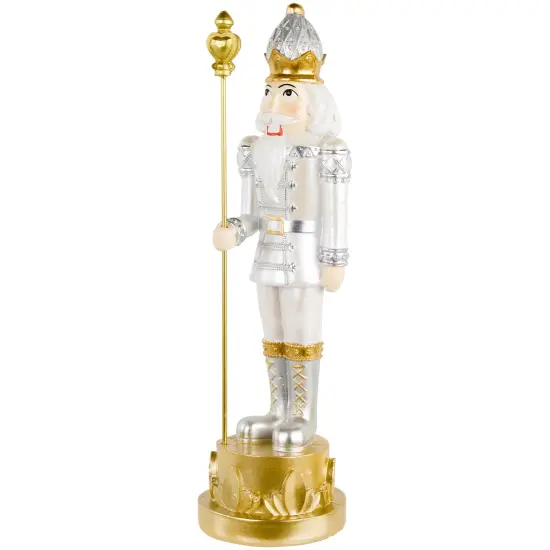 Northlight 13.5" Silver Metallic Christmas Nutcracker with Staff {5}