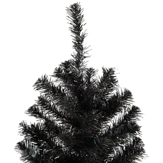 Northlight Holographic Black Slim Artificial Tinsel Halloween Tree - 4' - Black - Unlit {4}