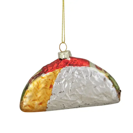 Northlight 4" Silver and Gold Taco Glass Christmas Ornament {1}