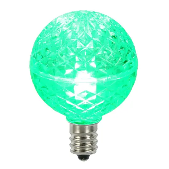 Vickerman LED G40 Faceted Replacement Christmas Light Bulbs - Green - Pack of 25 {1}