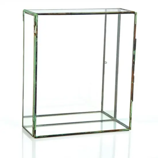 CC Home Furnishings 10" Clear and Brown Contemporary Terrarium Rectangular Glass Tabletop Decor {1}