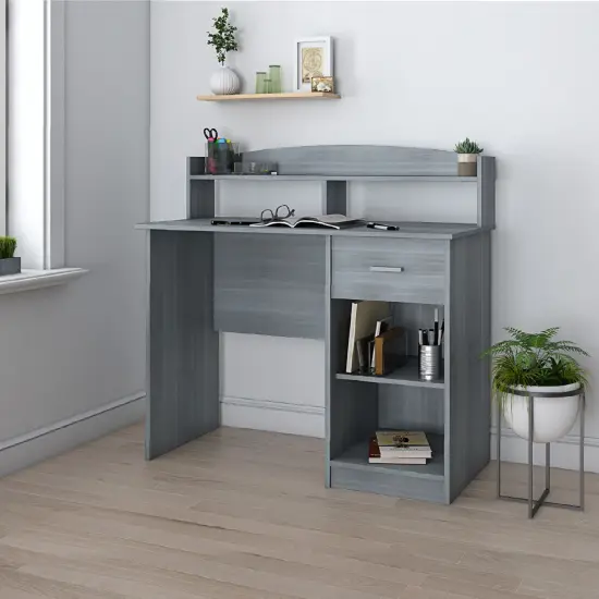 Techni Office Solutions 40.5" Gray Unique Techni Mobili Modern Office Desk with Hutch {6}