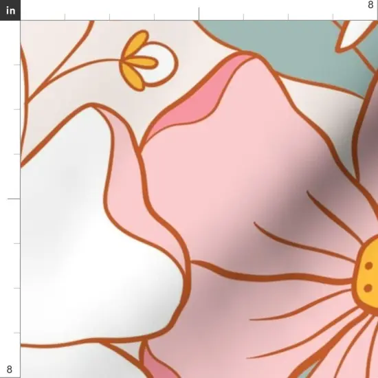 Various Fabrics by the Yard or Fat Quarter Daisy Botanical Anemone Pink Teal Beige Jumbo Scale Spring Garden Custom Printed Fabric by Spoonflower {4}