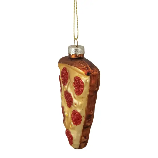 Northlight 4" Pepperoni Pizza Slice Glass Christmas Ornament Yellow {5}