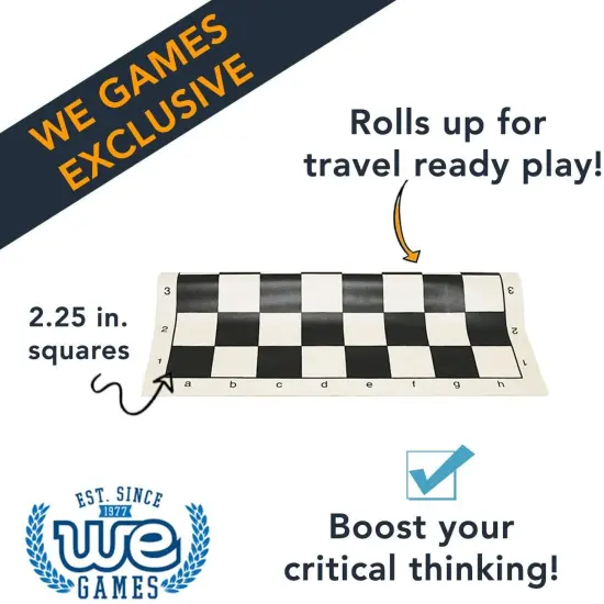 Complete Tournament Chess Set &ndash; Plastic Chess Pieces with Roll-up Chess Board and Travel Canvas Bag {3}