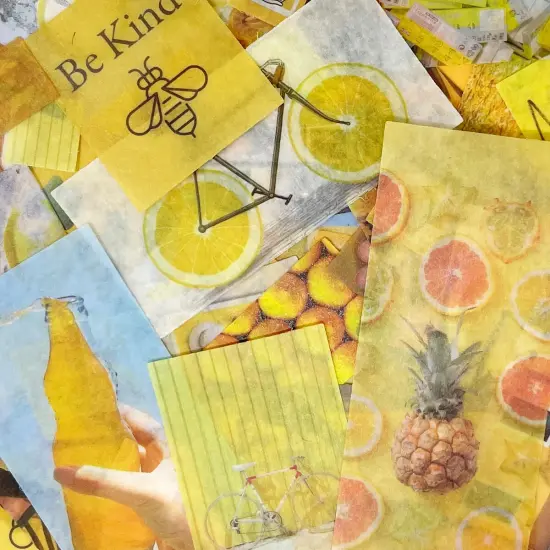 Wrapables Aesthetic Scrapbooking Washi Stickers, for DIY Arts & Crafts, Diary, Stationery, Card Making, Collages, Decals (70 pcs) Yellow Summer {3}