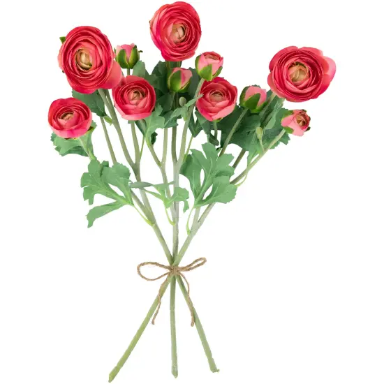 Northlight Real Touch&trade; Coral Pink Ranunculus Artificial Floral Sprays, Set of 6 - 21" {5}