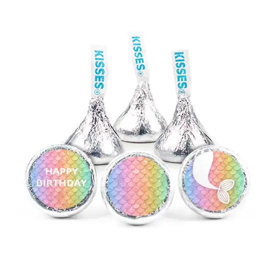 324ct Mermaid Kid's Birthday Stickers for Hershey's Kisses Party Favors, Pastel Rainbow Party Supplies - DIY - By Just Candy {1}