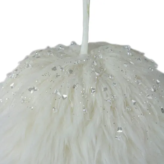 Northlight Faux Fur Christmas Ball Ornament - 4" - White {4}