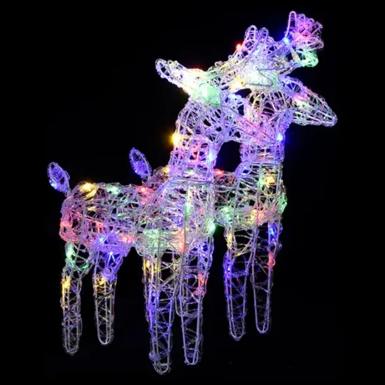 2 pcs Christmas Reindeers with 80 LEDs Acrylic Multicolour {2}