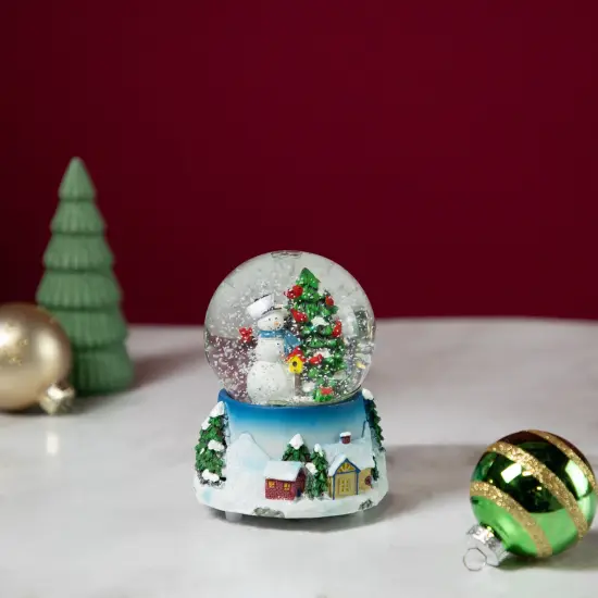 Northlight 4.75" Snowman with Cardinals Musical Christmas Tree Snow Globe White {3}