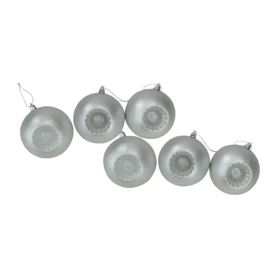 DAK Shatterproof Matte Retro Reflector Christmas Ball Ornaments - 4" (100mm) - Silver - 6ct {3}