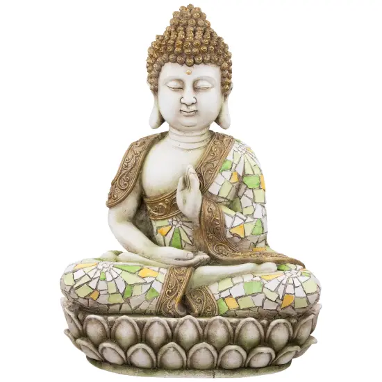 Northlight Meditating Mosaic Buddha Outdoor Ceramic Garden Statue - 19.5" Bronze {3}
