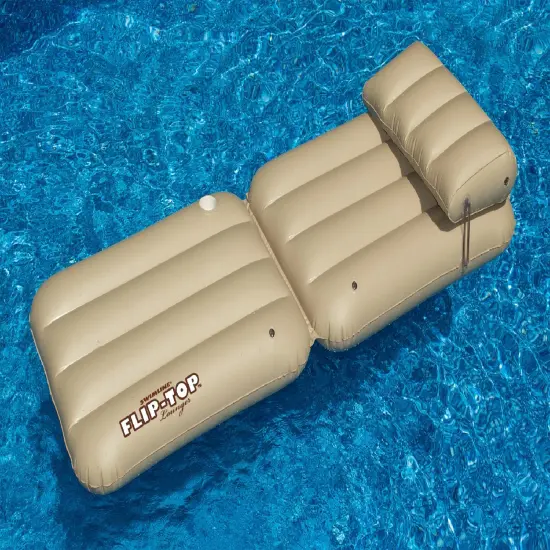 Swim Central 88" Inflatable Beige Adjustable Flip-Top Swimming Pool Lounger Raft {5}