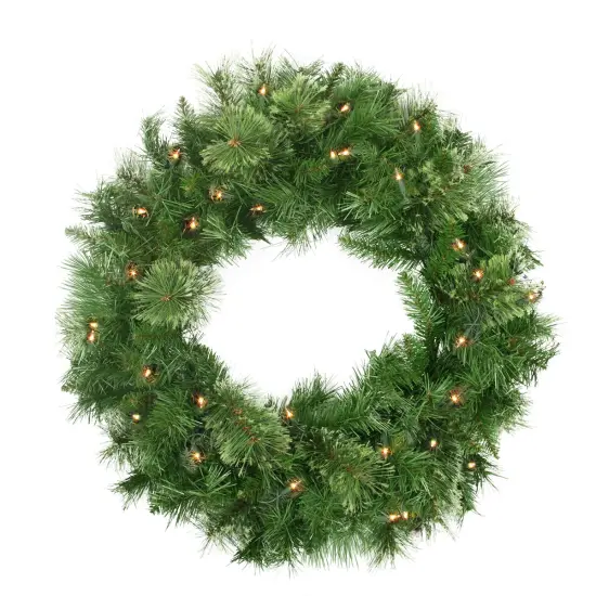 Northlight Pre-Lit Mixed Cashmere Pine Artificial Christmas Wreath - 24" - Clear Lights Green {1}