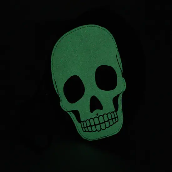 Textured Black Vinyl Skull Design Round Wristlet Purse with Removable Strap {4}