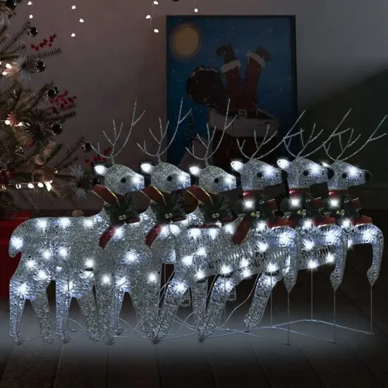 6 pcs Christmas Reindeers 120 LEDs Silver {1}