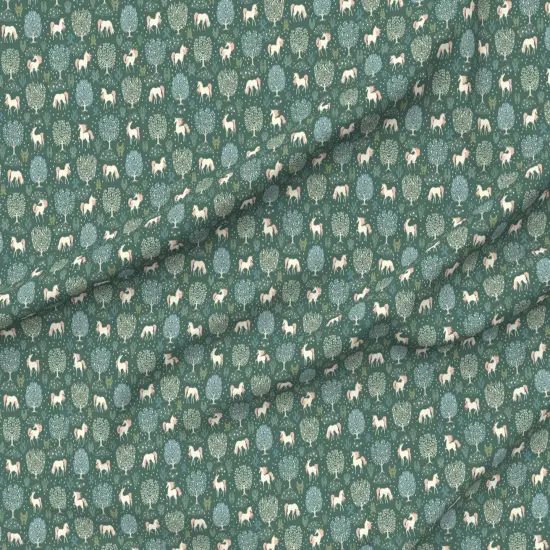 Various Fabrics by the Yard or Fat Quarter Green Forest Trees Fantasy Princess Woods Renaissance Unicorns Magical Tapestry Fairytale Mythic Small Scale Custom Printed Fabric by Spoonflower {6}