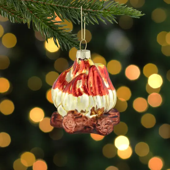 Northlight 2.75" Log Campfire Glass Christmas Ornament Gold {3}