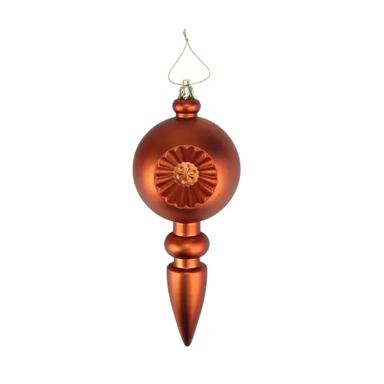 DAK 4ct Orange Retro Reflector Shatterproof Matte Christmas Finial Ornaments 7.5" {1}