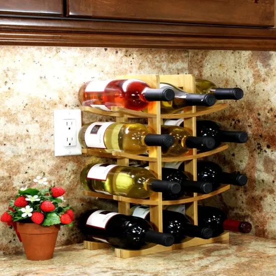 Oceanstar 12-Bottle Natural Bamboo Wine Rack Brown {4}