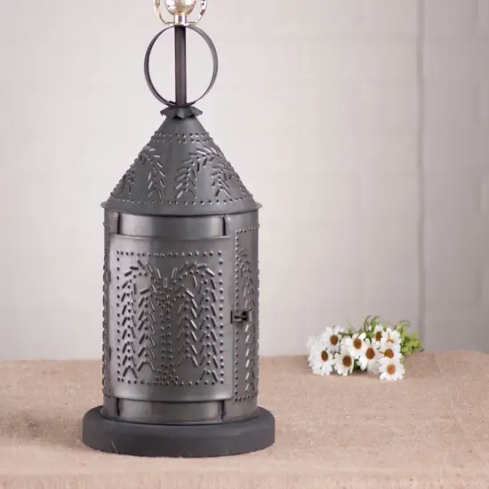 Irvins Country Tinware Fireside Lamp Base with Willow in Kettle Black {4}
