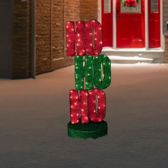 Northlight Lighted "Ho Ho Ho" Outdoor Christmas Sign Decoration - 39" - Warm White Lights Red {3}