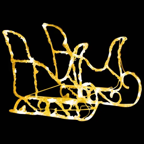 Reindeers & Sleigh Christmas Decoration 110.2"x11"x21.7" Acrylic Warm white {4}