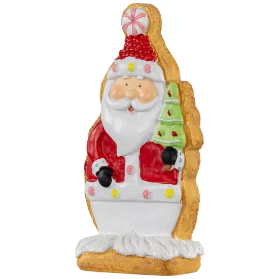 Northlight Gingerbread Santa with Tree Christmas Figurine - 7" Red {5}