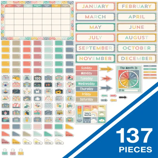 Carson Dellosa We Belong 137 pc Set Wall Calendar, Monthly Headers, Holidays, Birthdays, Number Cover Ups, Seasons, Days of the Week Chart, Boho Decor for Bulletin Board and Classroom Decorations {2}