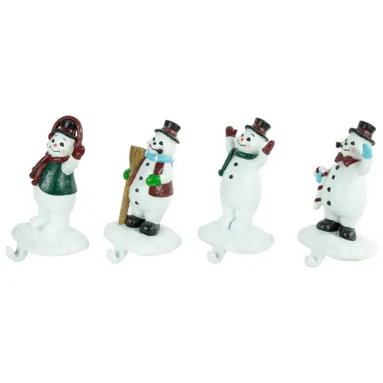 Northlight Winter Ready Glitter Snowman Christmas Stocking Holders - 7" - Set of 4 White {4}