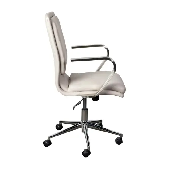 Merrick Lane Artemis Mid-Back Home Office Chair with Armrests, Height Adjustable Swivel Seat and Five Star Base Taupe/Chrome {5}