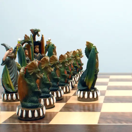 WE Games Handpainted Dragon Chess Set, Walnut Root Board 21 in, 4.5 in King {3}
