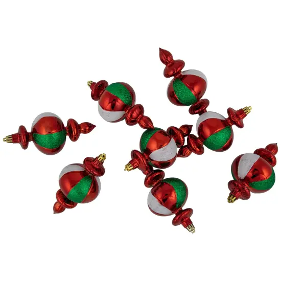 Northlight 8ct Traditional Colors Shatterproof Finial Christmas Ornaments, 6" Red {6}