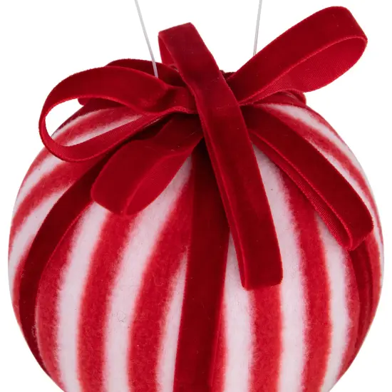 Northlight Striped Candy Cane Christmas Ball Ornament - 4" (100mm) - Red and White {5}